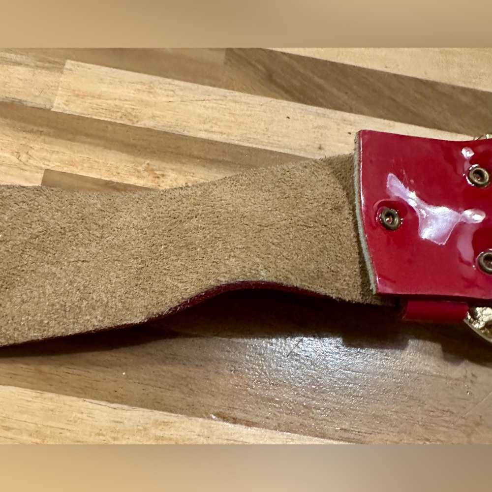 Vintage 1970s GUCCI RED PATENT Leather GG Buckle Wide Belt AS-IS 27-33” waist - Picture 8 of 14